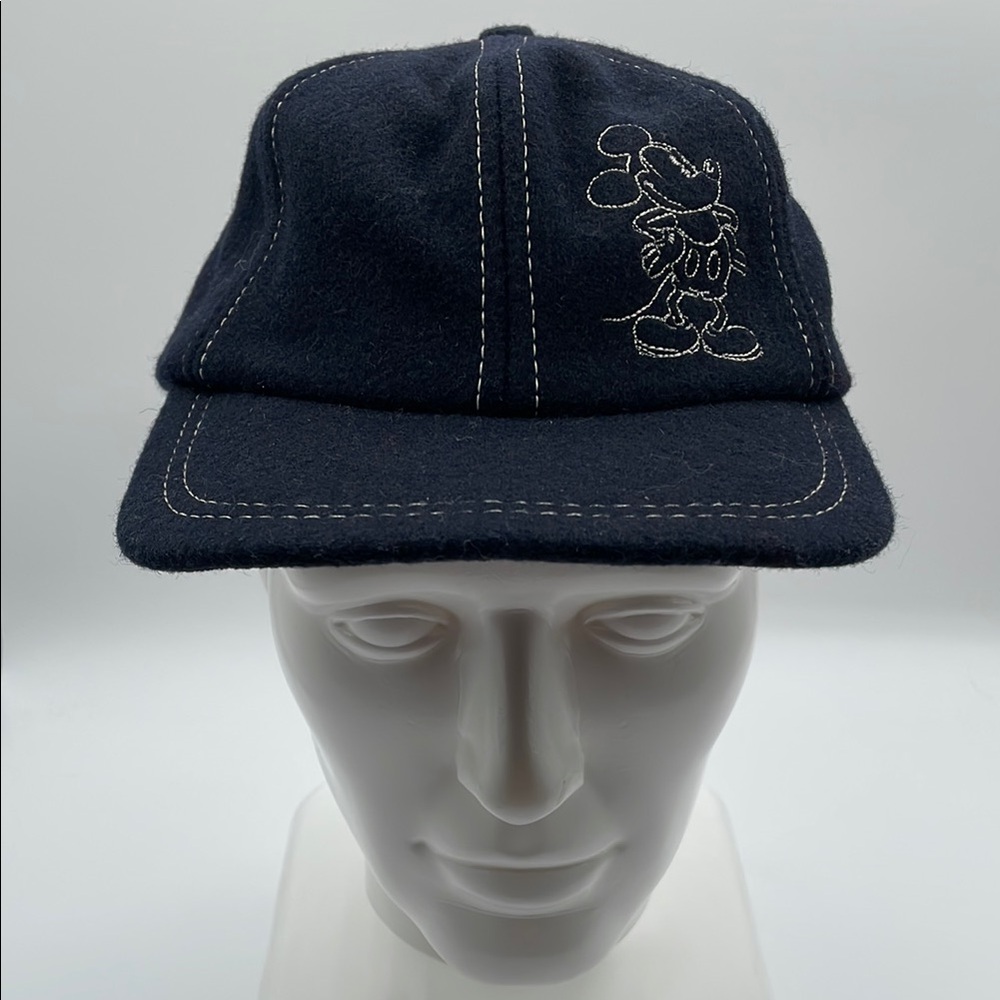 Disney Mickey Mouse Adult Baseball Cap Wool Adjustable Buckle Strap Black Hat